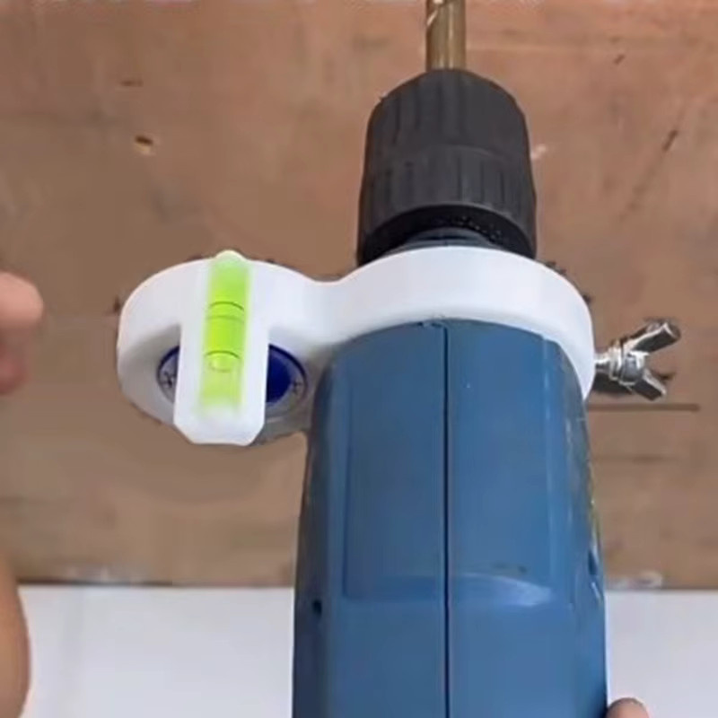 SXH Bohr-Nivellierer-Aufsatz mit Wasserwaage für Elektrowerkzeuge zur horizontalen und vertikalen Bohrpositionierung in Weiß - Bild 3