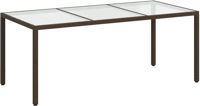 Furnicato Gartentisch aus Poly Rattan und gehärtetem Glas in Braun, B/T/H: 190 x 90 x 75 cm - Bild 1