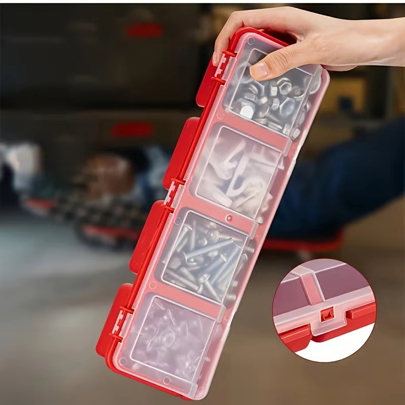 Organizer-Box aus Kunststoff mit mehreren Fächern für Schrauben und Kleinteile in Rot - Bild 3