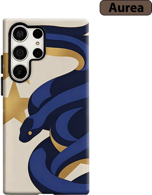 Potdemiel Handyhülle Golden Star Serpent für Samsung Galaxy S26 S25 S24 S23 Ultra Plus, stoßfeste Doppelschicht Rückabdeckung, Gold/Multicolor - Bild 1