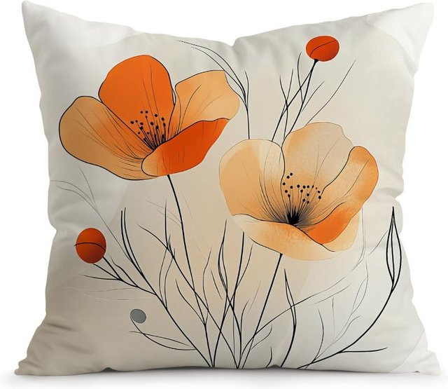 JMG Clothing Kissenbezug mit Blumenmuster in Orange, Polyester, 45 x 45 cm - Bild 1