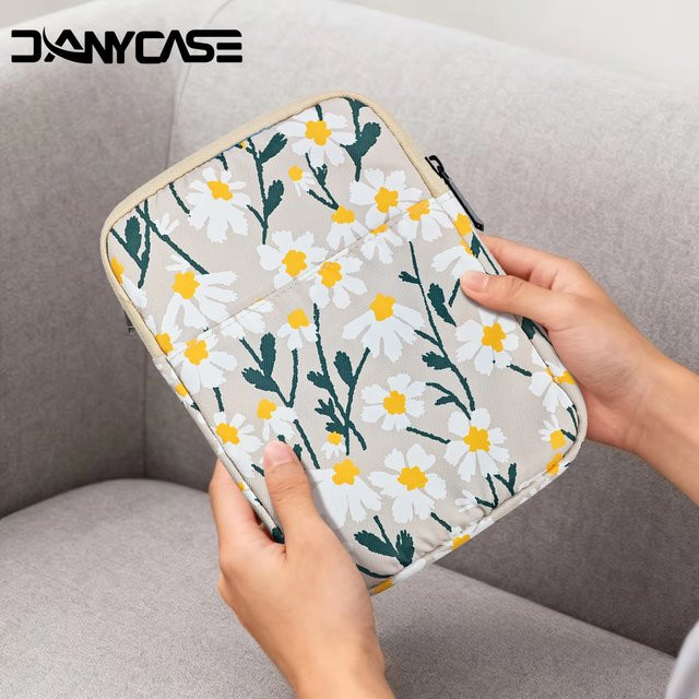 DANYCASE Gepolsterte Kindle Tasche mit Gänseblümchen Stickerei für 6–7 Zoll Kindle, Boox und Kobo Reader, Farbe: Multicolour - Bild 1