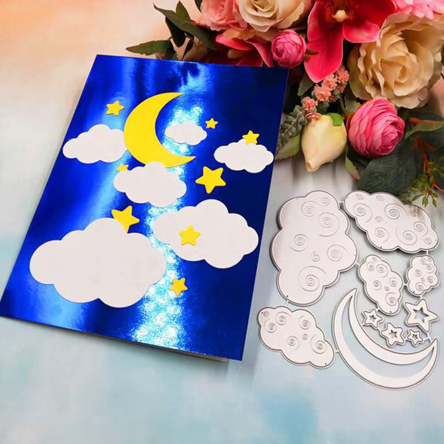 Metall-Stanzformen Nachthimmel mit Wolken, Sternen und Mond für DIY Scrapbooking und Papierhandwerk - Bild 3
