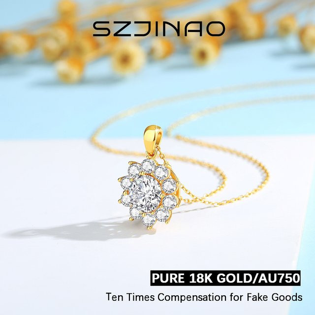 szjinao Anhänger Bauhinia, 750 Gold, Moissanit, Damen - Bild 1