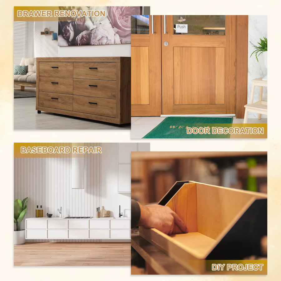 UXCELL Selbstklebendes Holzmaserung-Reparaturband in Braun, 10 Meter realistisches Reparaturpflaster inklusive Schaber für Möbel - Bild 5