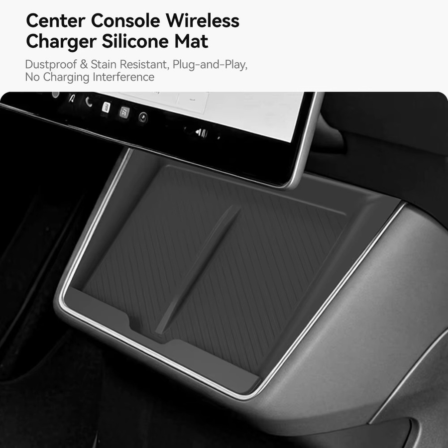 YZ Mittelkonsole Untere TPE-Aufbewahrungsbox und Ladepad-Organizer für Tesla Model Y Standard Juniper RWD 2025 2026, Schwarz - Bild 3
