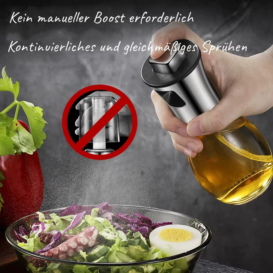 FSMHOME Multifunktions Öl Spray Flasche aus Glas für Kochen, Grillen und Heißluftfritteusen, Höhe: 16,5 cm, Durchmesser: 6,5 cm - Bild 2