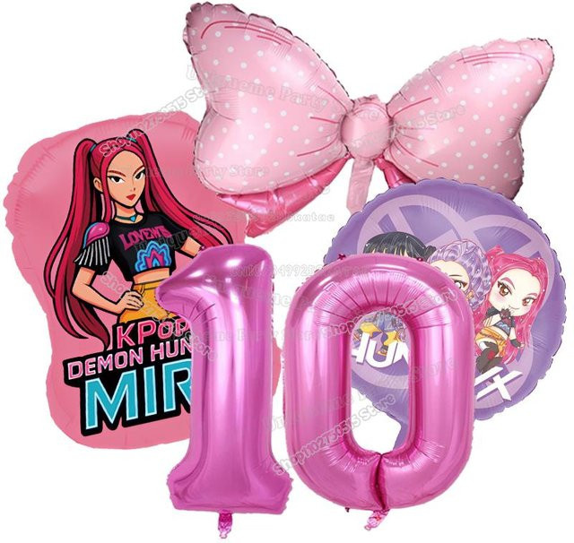Yiran toy 1 Kpop Dämonenjäger Geburtstag Ballons Set mit Zahlen- und Motivballons für Mädchen Partydekoration - Bild 1