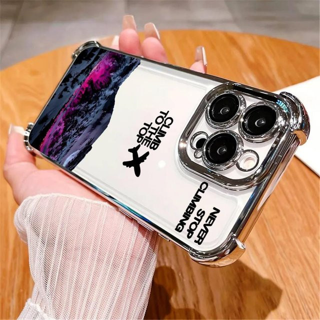 Transparente iPhone Hülle mit Bergsteiger Landschaft Motiv für iPhone 11 bis iPhone 16 Pro Max - Bild 1