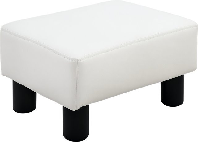 Aosom Chesterfield Fußhocker aus Kunstleder in Weiß, B/T/H: 40 x 30 x 24 cm - Bild 1