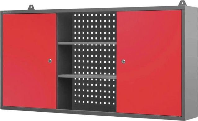 JAN NOWAK Hängeschrank Werkstatt abschließbar Anthrazit-Rot B/H/T: 60 x 120 x 20 cm - Bild 1