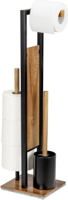 Wenko Stand WC-Garnitur Rivalta Akazie in Schwarz und Braun - Bild 3