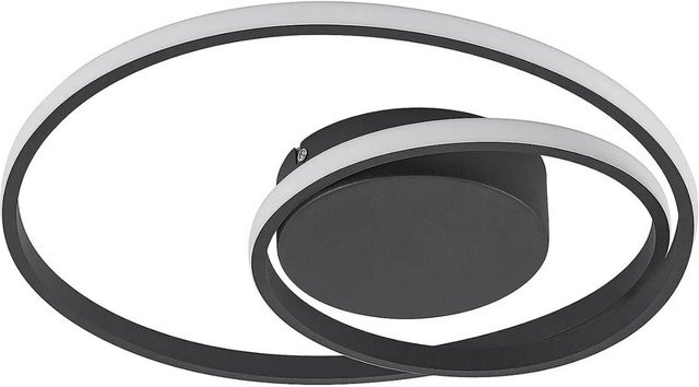 Lindby LED Deckenleuchte Emisua Schwarz aus Aluminium mit Leselampe und Fernbedienung, dimmbar, rund - Bild 1