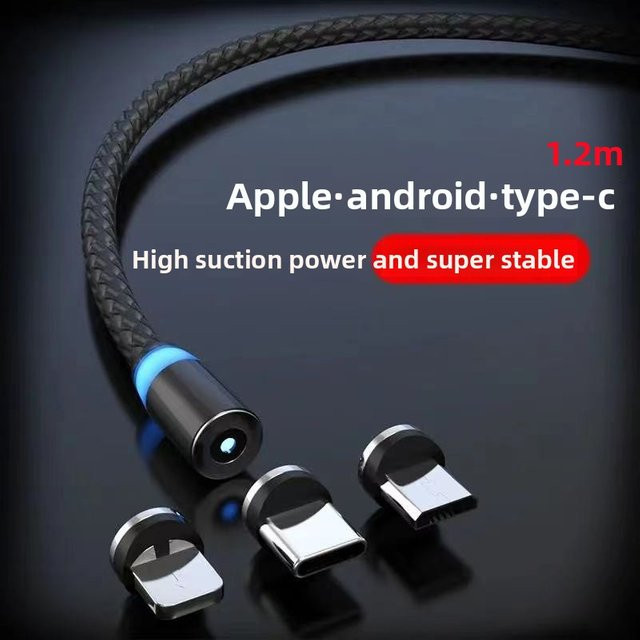 3-in-1 Magnetisches Schnellladekabel mit Automontage für Huawei, Apple, Xiaomi und OPPO in Schwarz - Bild 1