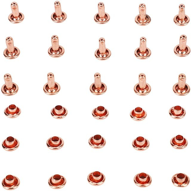 100 Metallnieten von GoolRC in Gold für DIY-Projekte, Maße: B: 6 mm, H: 8 mm - Bild 1