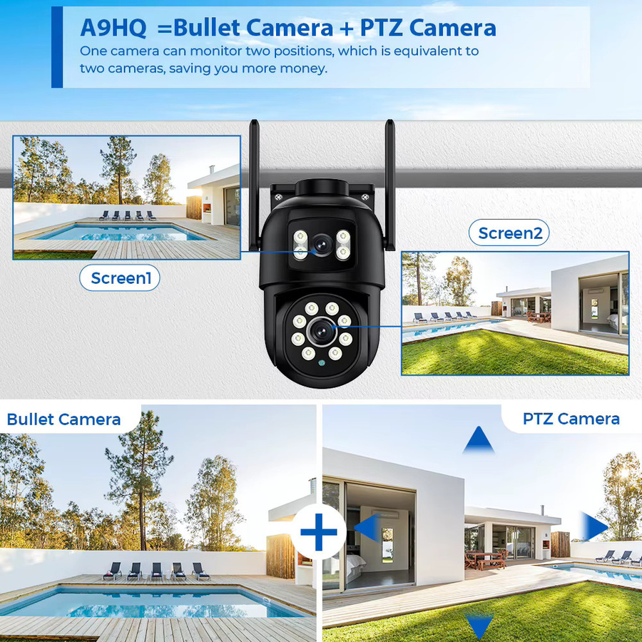 Besder PTZ WiFi Outdoor Überwachungskamera mit Dual Screen, 8MP und 4MP Auflösung, Menschliche Erkennung und Auto Tracking - Bild 2