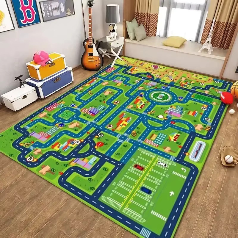 VIKAMA Auto-Spielteppich Stadtplan-Spielmatte für Kinder in Mehrfarbig, B/T: 120 x 80 cm, rutschfest und leicht zu reinigen - Bild 1