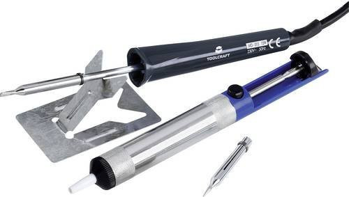 TOOLCRAFT MD-015PP Lötkolben-Set 230V 15W in Bleistift- und Meißelform mit Ablage und Entlötsaugpumpe, Multicolor - Bild 1