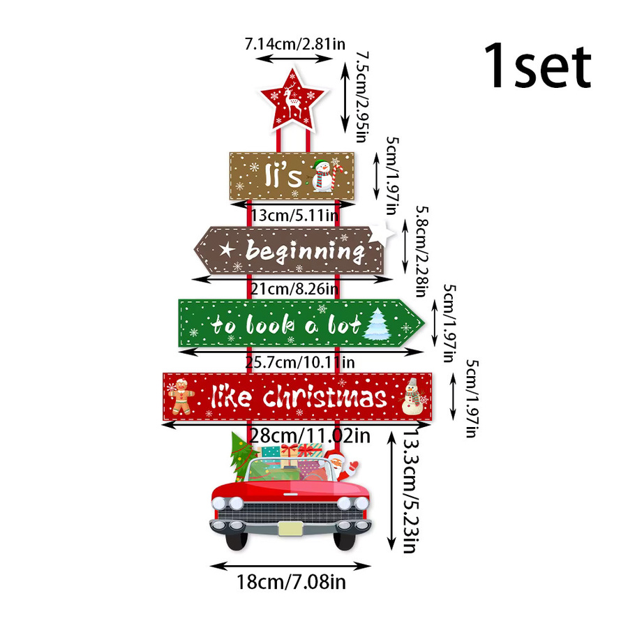 joy-enlife Weihnachts-Papiergirlande mit Santa Claus und Weihnachtsbaum als hängende Türdekoration, Multicolor - Bild 5