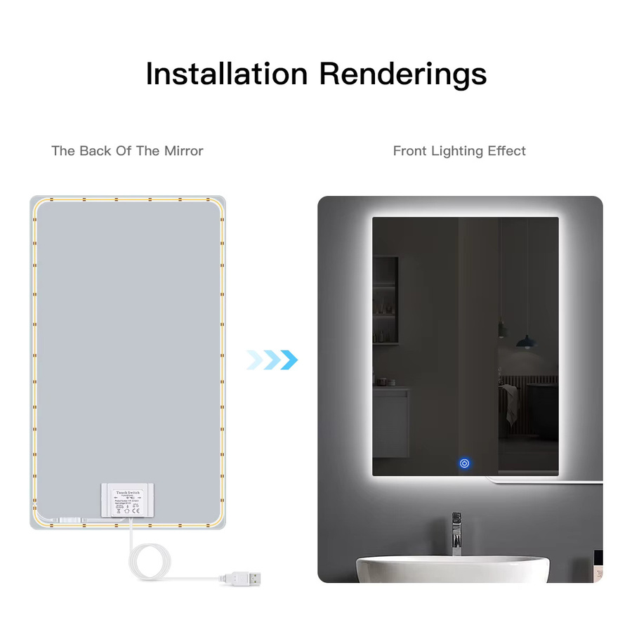 AIMENGTE LED Touch Dimmschalter für Badezimmerspiegel, 5V USB Anschluss, Weiß - Bild 4