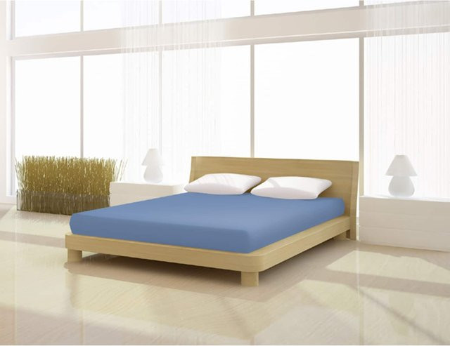 Mr. Sandman Topper Spannbetttuch de luxe in Blau mit Elastan, B/T: 160 x 200 cm - Bild 1
