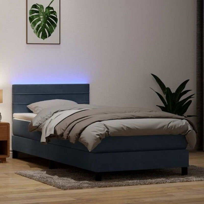 vidaxl Boxspringbett mit Matratze aus Samt in Dunkelgrau B: 80 cm, L: 220 cm - Bild 1