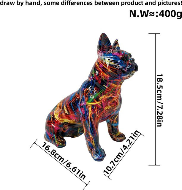 Kreative Hundeornamente von Yiran Furniture als dekorative Heimstatue für dein Wohnzimmer oder den Eingangsbereich, mehrfarbig aus Harz und Kunststoff - Bild 1