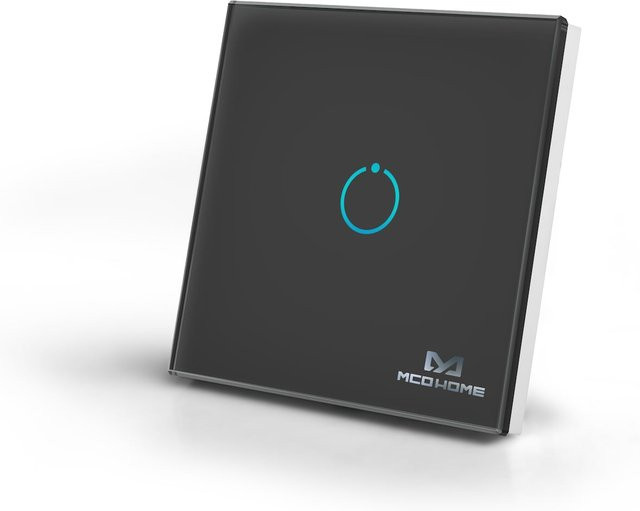 MCO Home Z-Wave Glas Wandschalter mit 1 Taste in Schwarz als Touch-Schalter - Bild 1