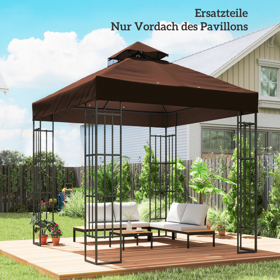 Outsunny Ersatzdach für Gartenpavillon aus wasserdichtem Oxford-Stoff, 370 g/m², Farbe: Kaffee, Maße: 3 x 3 m, exklusive Rahmen - Bild 2