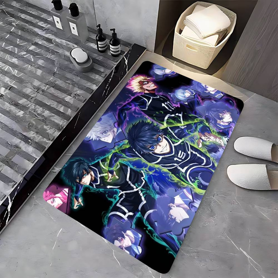 Rutschfeste Anime B-Blue L-LockS Fußmatte aus Polyester für Kinderzimmer, Wohnzimmer oder Küche, B/T: 40 x 60 cm, Blau/Mehrfarbig - Bild 1