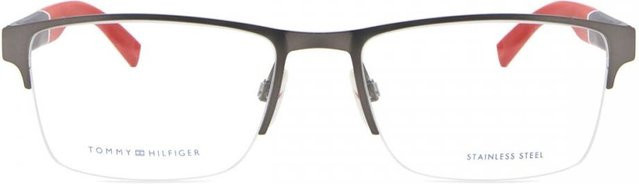 Tommy Hilfiger TH 1905 R80 Korrektionsbrille, Halbrand, rechteckig, Metall, grau, Herren - Bild 1