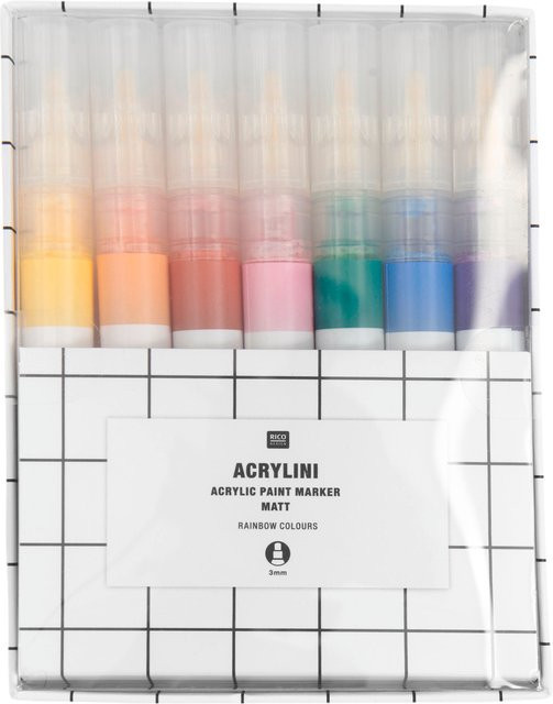 Rico Design Acrylini Marker Set Rainbow Colours in Multicolour mit feiner Spitze und permanenter Tinte - Bild 1