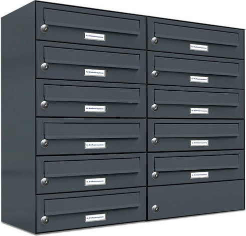 AL Briefkasten für 11 Parteien, Aufputzmontage, grau, B/H/T: 153,561 x 69,0 x 27,5 cm - Bild 1