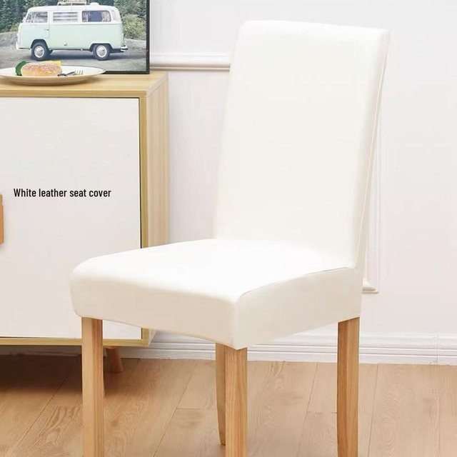 HomeHarmony Wasserdichte Esszimmerstuhlhusse aus Kunstleder in Weiß, Fleckenabweisend und Rutschfest, Elastische Low Back Abdeckung für niedrige Rückenlehnen (Rückenhöhe: 35-45 cm) - Bild 1