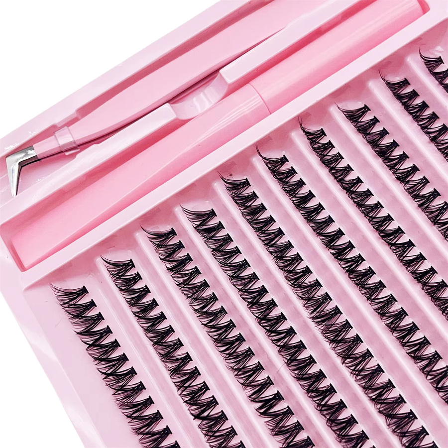 JIEFUXIN Wimpernverlängerungs-Set, 200 Stück Wimpernbüschel, D-Curl, Unisex - Bild 2