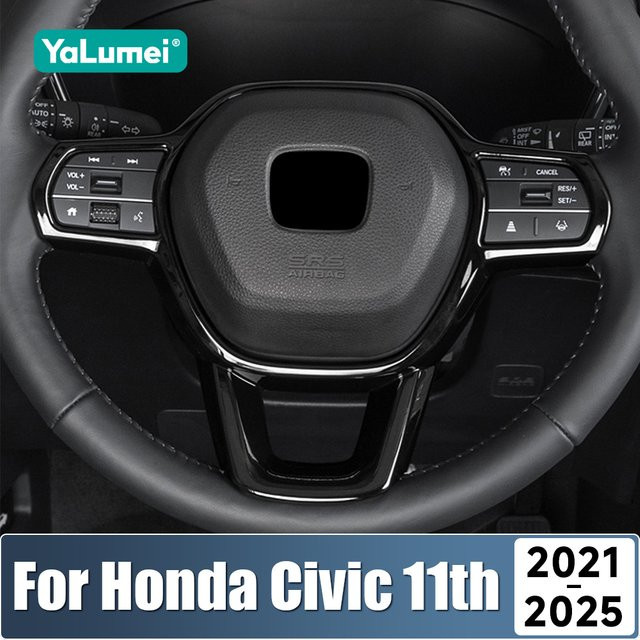YaLumei Lenkrad-Tasten Abdeckung Aufkleber für Honda Civic 11. Generation 2021-2025 Hybrid, Schwarz - Bild 1