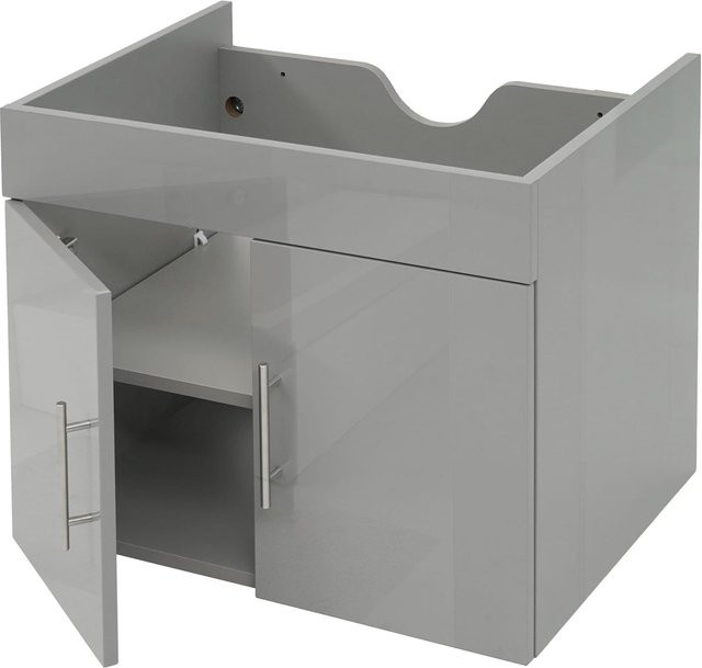 MCW Waschbeckenunterschrank D16 für das Badezimmer, hochglanz Grau, Breite: 60 cm - Bild 1