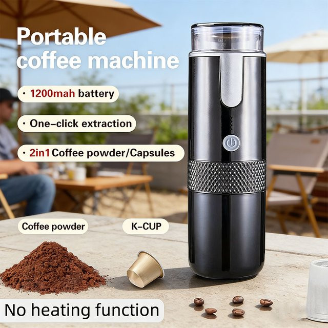 Tinsol Tragbarer Elektrischer Kapsel-Kaffeeautomat in Schwarz für K-Cups und gemahlenen Kaffee - Bild 1