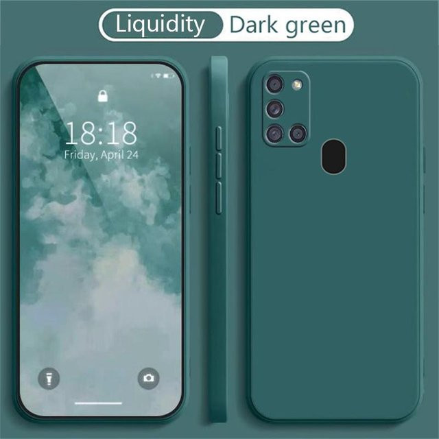 Stoßfeste Handyhülle aus weichem Flüssigsilikon für Samsung Galaxy A21S A22 A31 A32 A42 M22 M32 in Grün - Bild 1