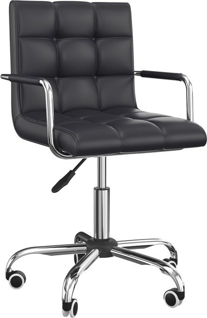 HOMCOM Executive Bürostuhl aus Kunstleder mit Armlehnen und Rollen, Schwarz oder Weiß, Höhe: 46-61 cm - Bild 1