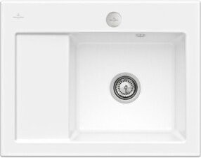 Villeroy & Boch Spüle Subway 45 Compact Aufsatzspüle aus Keramik in Weiß mit Ablaufgarnitur und Exzenter - Bild 1