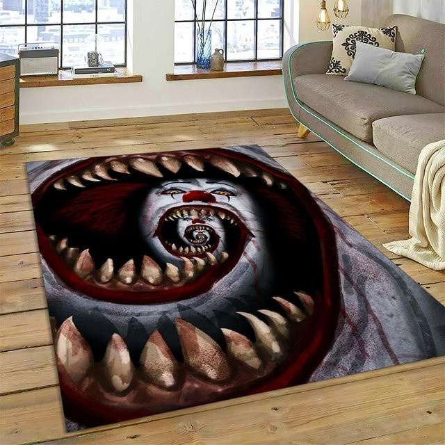 Karpetti 3D Terrifier 3 Horror Clown Teppich, Waschbarer Polyester Fußmatte für Wohnzimmer, Schlafzimmer oder Kinderzimmer, B/T: 60 x 40 cm, Mehrfarbig - Bild 1