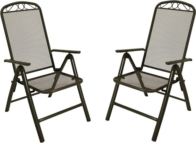 DEGAMO Klappsessel CLASSIC 2er Set aus Metall mit Streckmetall in Anthrazit - Bild 1