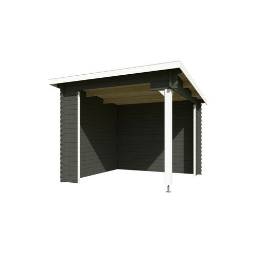 Lasita Blockbohlenhaus Buffalo Gartenhaus Flachdach in Grün-Grau lasiert B/H/T: 315 x 245,1 x 323,9 cm - Bild 3