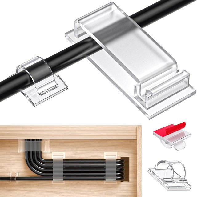 70 Stück Kabel-Organizer Set in Transparent mit 50 kleinen und 20 großen Kabelmanagement-Klemmen für dein Heimbüro - Bild 1