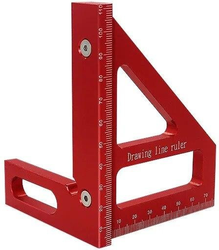 Tischler-Quadrat Aluminium Gehrungsdreieck-Lineal und Mehrwinkel-Winkelmesser für 45/90-Grad-Layouts in Rot - Bild 1