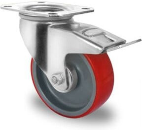 CASCOO Lenkrolle Serie N2U6 mit Totalfeststeller und Rollenlager, Durchmesser: 125 mm, verzinkter Stahl und Kunststoff, mehrfarbig - Bild 1