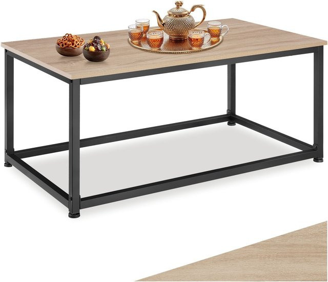 tectake Couchtisch Lynch Industrial Style aus Stahl und Spanplatte, rechteckig, Braun, B/T/H: 100 x 55 x 45,5 cm - Bild 1