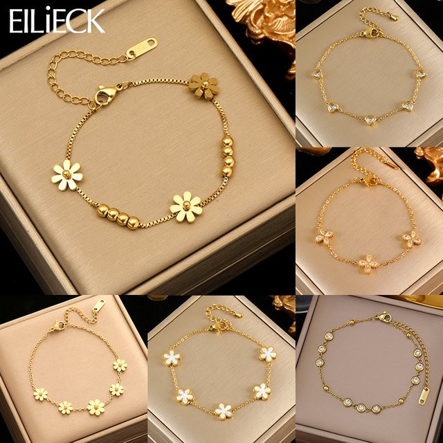 EILIECK Charm-Armband, 316L Edelstahl, Goldfarben, Damen - Bild 1
