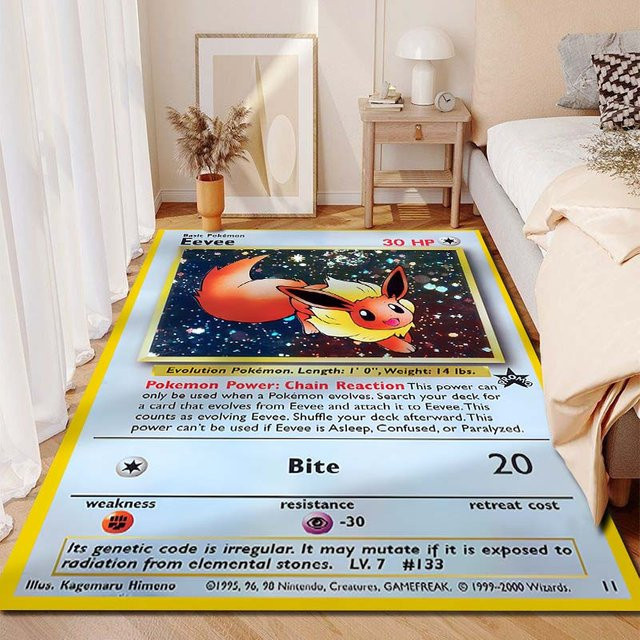 Pokémon Evoli Clan Druck Teppich für Wohnzimmer Schlafzimmer und Kinderzimmer, Mehrfarbig, B/T: 80 x 140 cm - Bild 1